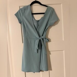Elegant Blue Wrap Romper